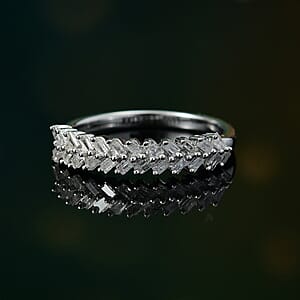 D'Joy Diamond 0.25 ctw Art Deco Ring in Rhodium Over Sterling Silver (Size 7.0) 