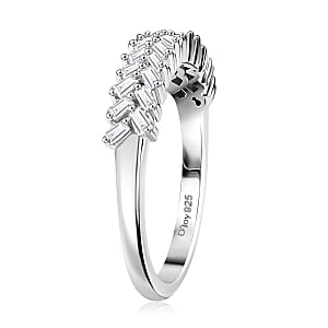 D'Joy Diamond 0.25 ctw Art Deco Ring in Rhodium Over Sterling Silver (Size 8.0) 