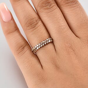 D'Joy Natural Champagne Diamond 0.25 ctw Art Deco Ring in 18K Vermeil Rose Gold Over Sterling Silver (Size 7.0)