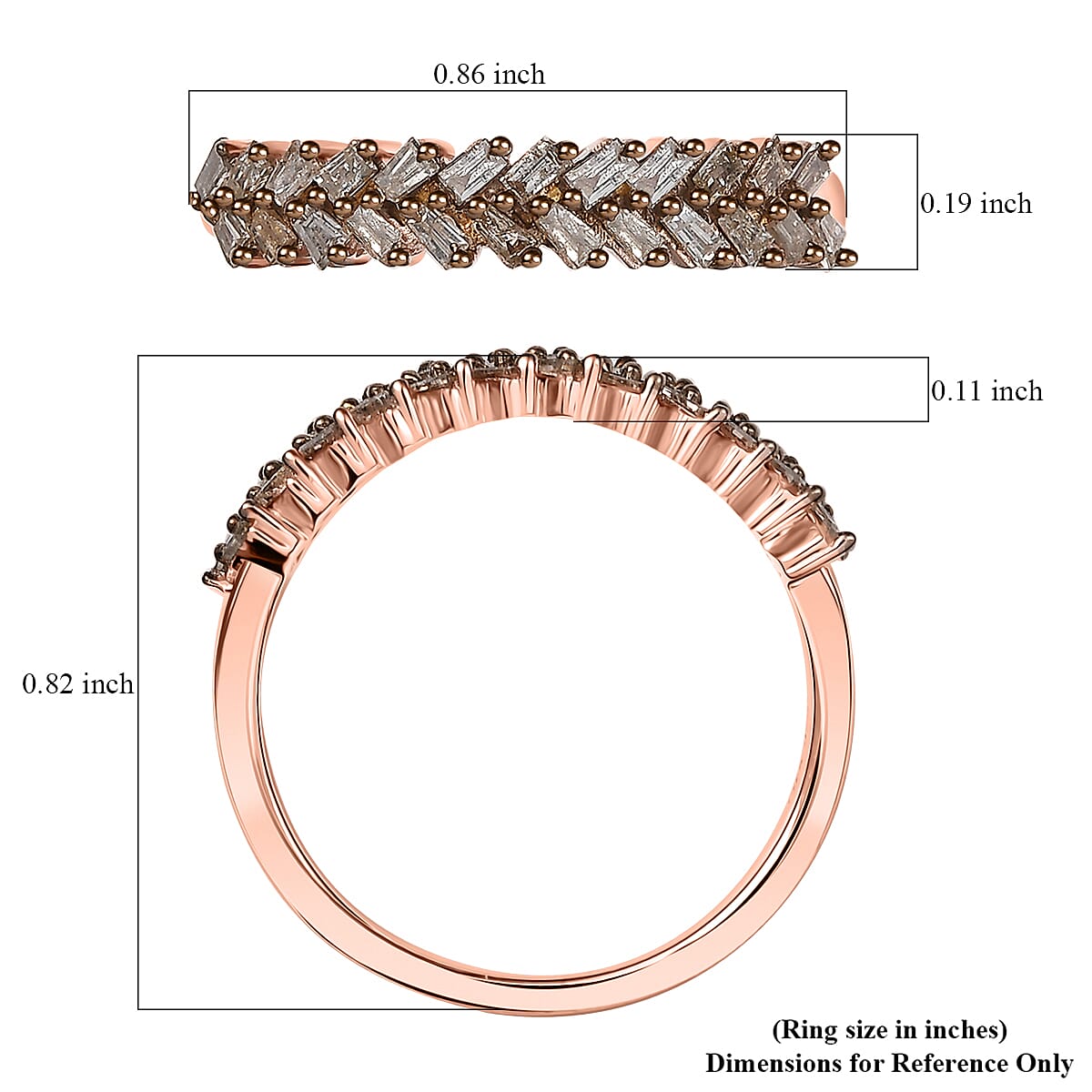 D'Joy Natural Champagne Diamond 0.25 ctw Art Deco Ring in 18K Vermeil Rose Gold Over Sterling Silver (Size 7.0) image number 5
