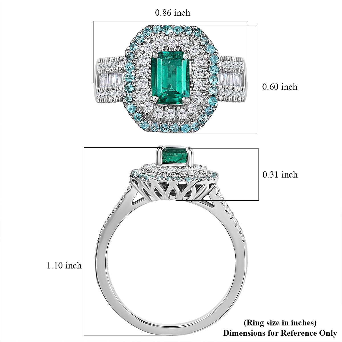 Certified Rhapsody AAAA Kagem Zambian Emerald, Paraiba Tourmaline, Diamond (E-F, VS2) Ring in 950 Platinum 2.00 ctw (Size 9.5) image number 5