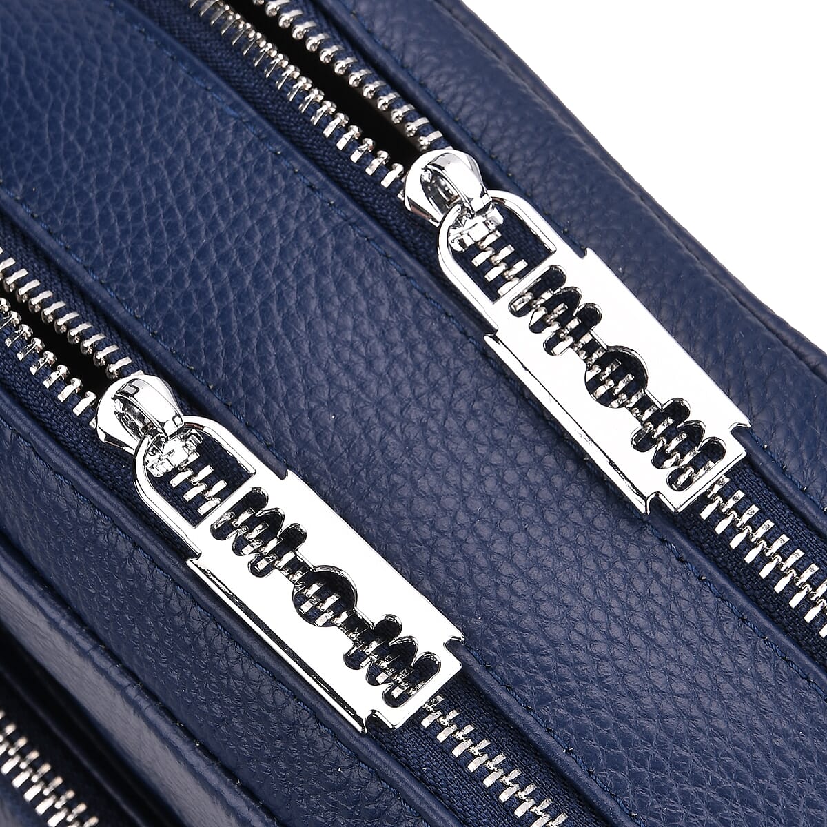 Navy Genuine Leather Crossbody Bag with Handle Drop and Shoulder Strap image number 5