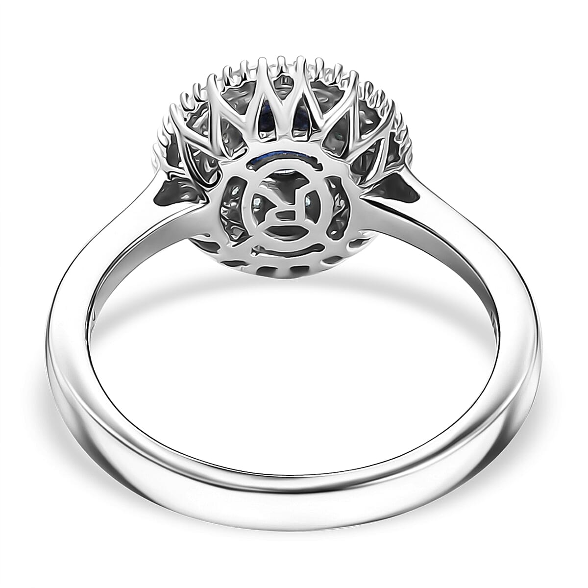 Certified & Appraised Rhapsody 950 Platinum AAA Ceylon Blue Sapphire, Paraiba Tourmaline and Diamond (E-F, VS2) (0.30 cts) Ring (Size 7.5) 1.50 ctw image number 4