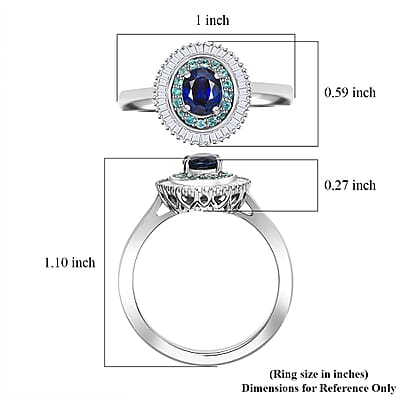 Certified & Appraised Rhapsody AAA Ceylon Blue Sapphire, Paraiba Tourmaline and E-F VS2 Diamond 1.50 ctw Ring in 950 Platinum (Size 8.0)