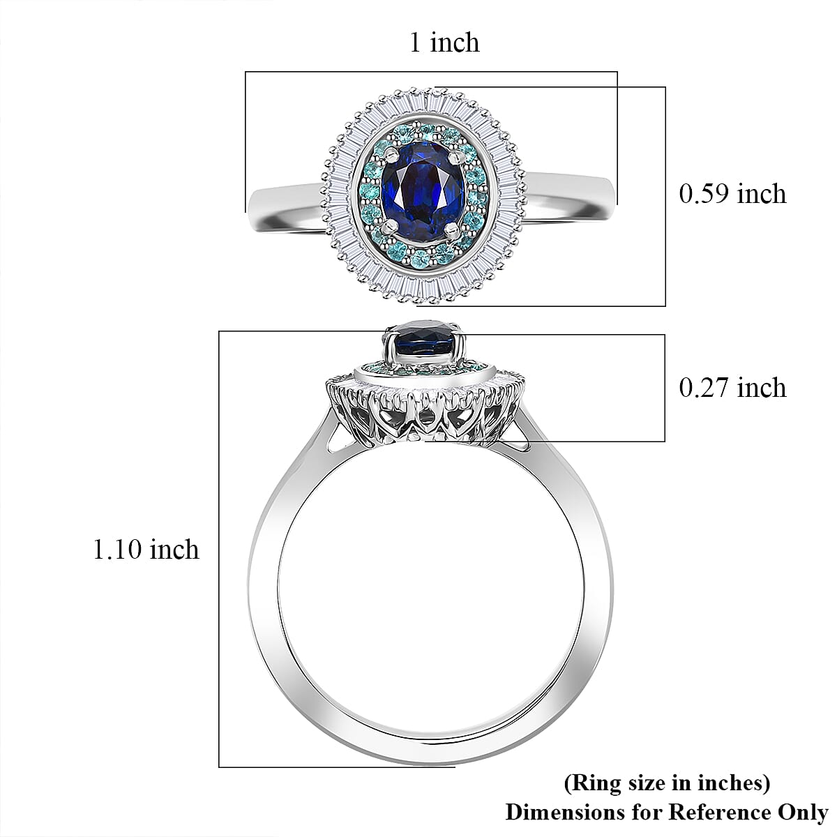Rhapsody 950 Platinum AAA Ceylon Blue Sapphire, Paraiba Tourmaline and Diamond (E-F, VS2) (0.30 cts) Ring (Size 9.5) 1.50 ctw image number 5