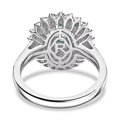 Rhapsody AAAA Paraiba Tourmaline Diamond E-F VS2 0.95 cts Ring in 950 Platinum Size 10.0 2.00 ctw