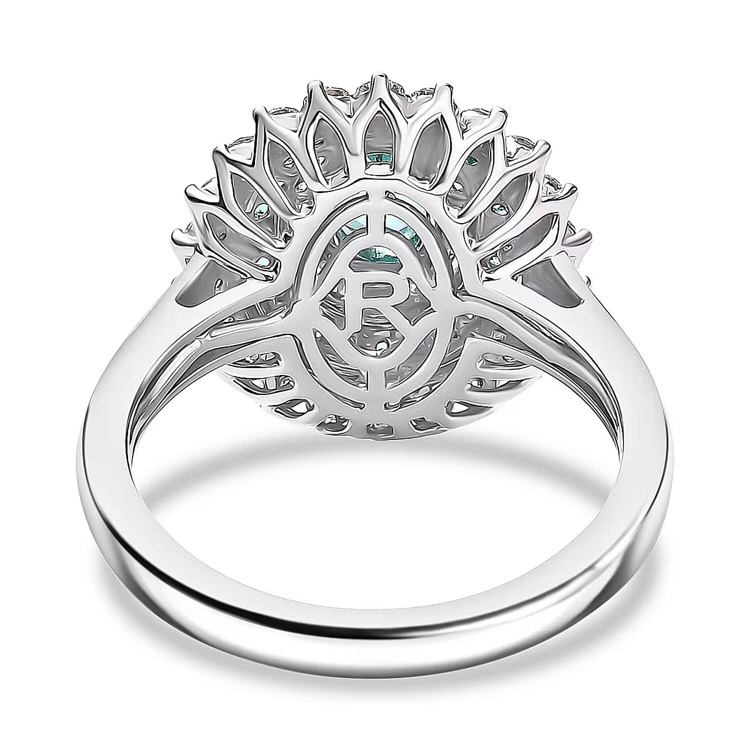 Rhapsody 950 Platinum AAAA Paraiba Tourmaline, Diamond (E-F, VS2) (0.95 cts) Ring (Size 6.0) (8.55 g) 2.00 ctw