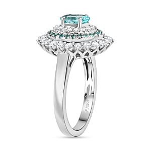  Rhapsody AAAA Paraiba Tourmaline and E-F VS2 Diamond 2.00 ctw Ring in 950 Platinum (Size 7.0) 8.55 Grams