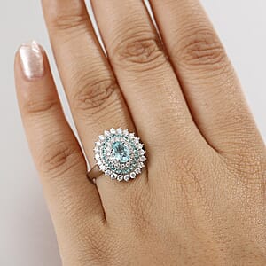 Certified & Appraised Rhapsody AAAA Paraiba Tourmaline and E-F VS2 Diamond 2.00 ctw Ring in 950 Platinum (Size 8.0) 8.55 Grams