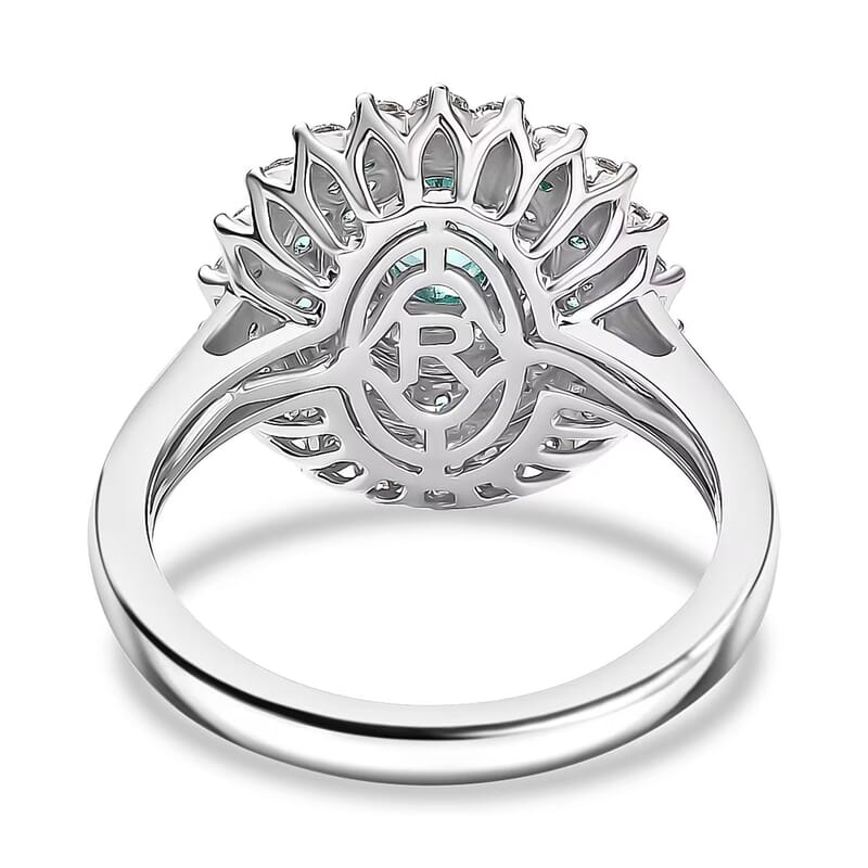 Rhapsody 950 Platinum AAAA Paraiba Tourmaline, Diamond (E-F, VS2) (0.95 cts) Ring (Size 8.5) (8.55 g) 2.00 ctw