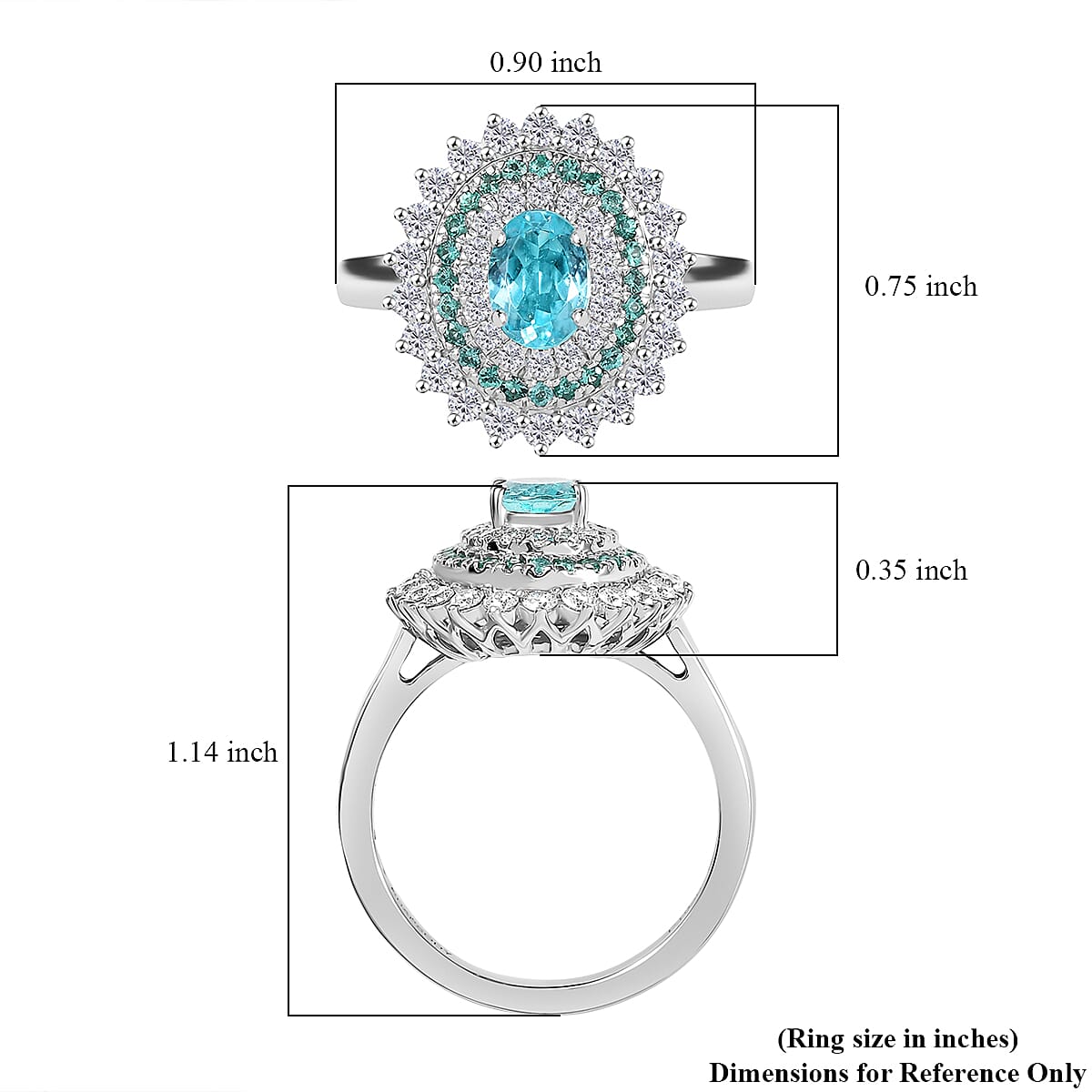 Certified & Appraised Rhapsody AAAA Paraiba Tourmaline and E-F VS2 Diamond 2.00 ctw Ring in 950 Platinum (Size 9.0) 8.55 Grams image number 5