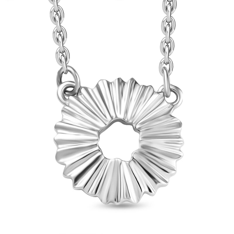 Platinum Over Sterling Silver and Stainless Steel Necklace (20 Inches)