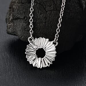 Platinum Over Sterling Silver and Stainless Steel Necklace (20 Inches)