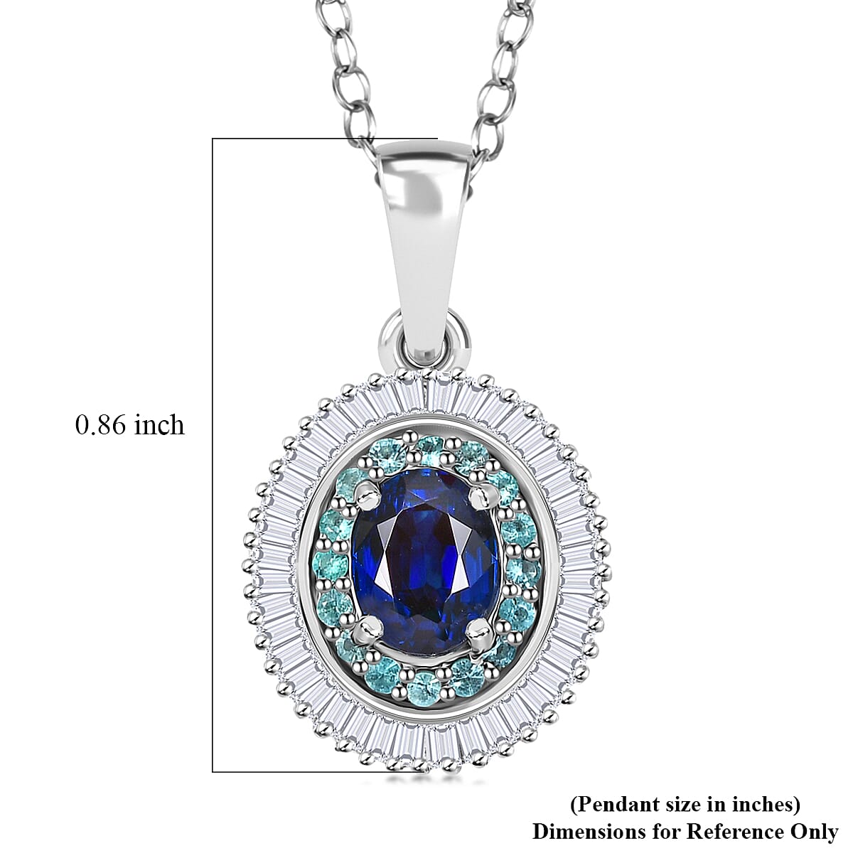 Certified & Appraised Rhapsody AAA Ceylon Blue Sapphire, Paraiba Tourmaline and E-F VS2 Diamond 1.50 ctw Pendant in 950 Platinum