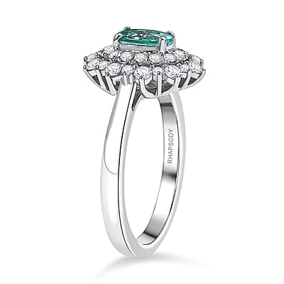 Certified & Appraised Rhapsody AAAA Paraiba Tourmaline and E-F VS2 Diamond 1.65 ctw Ring in 950 Platinum (Size 7.0) 8 Grams