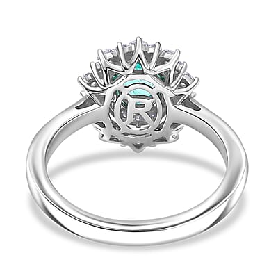 Certified & Appraised Rhapsody AAAA Paraiba Tourmaline and E-F VS2 Diamond 1.65 ctw Ring in 950 Platinum (Size 7.0) 8 Grams