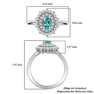 Certified & Appraised Rhapsody AAAA Paraiba Tourmaline and E-F VS2 Diamond 1.65 ctw Ring in 950 Platinum (Size 7.0) 8 Grams