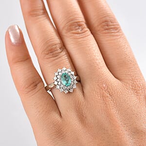 Certified Rhapsody AAAA Paraiba Tourmaline, Diamond Ring in 950 Platinum 2.00 ctw (Size 10.0) With Free Paraiba Book