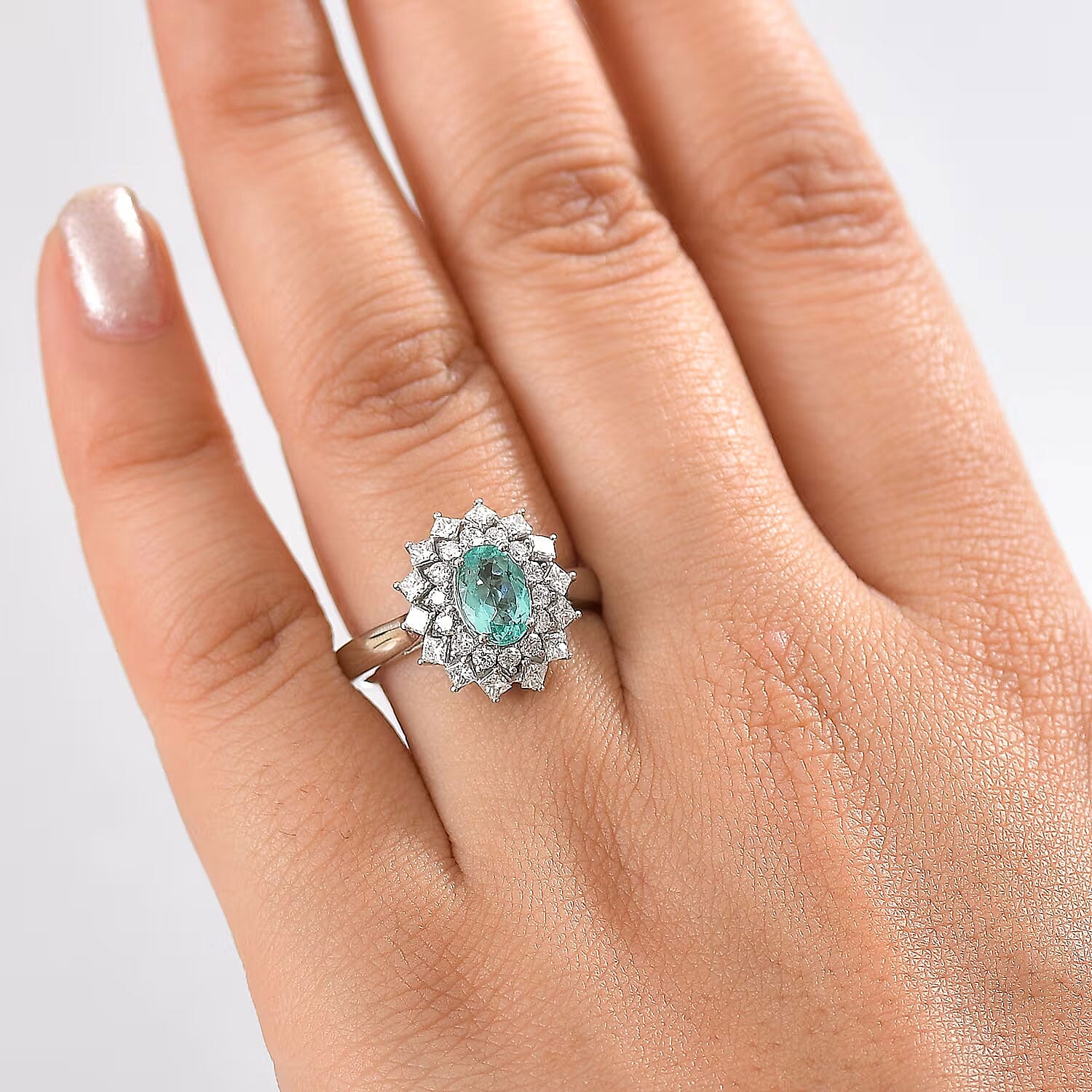 Certified and Appraised Rhapsody AAAA Paraiba Tourmaline, Diamond Ring in 950 Platinum 2.00 ctw (Size 5.5) With Free Paraiba Book