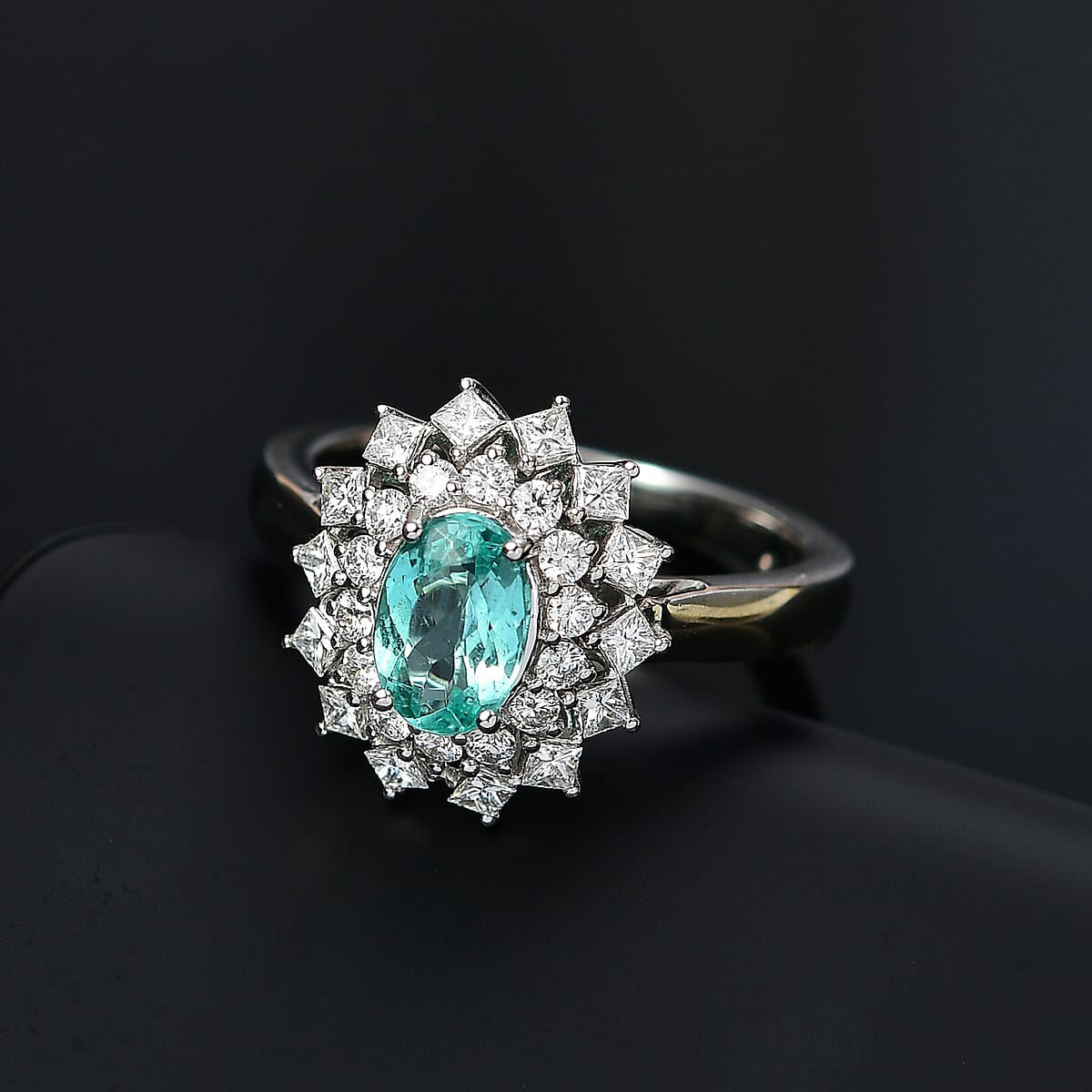 Certified Rhapsody AAAA Paraiba Tourmaline, Diamond Ring in 950 Platinum 2.00 ctw (Size 9.0) image number 1
