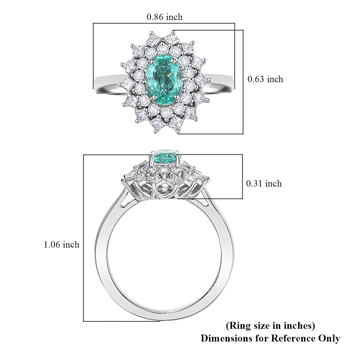 Certified Rhapsody AAAA Paraiba Tourmaline, Diamond Ring in 950 Platinum 2.00 ctw (Size 9.0) image number 5