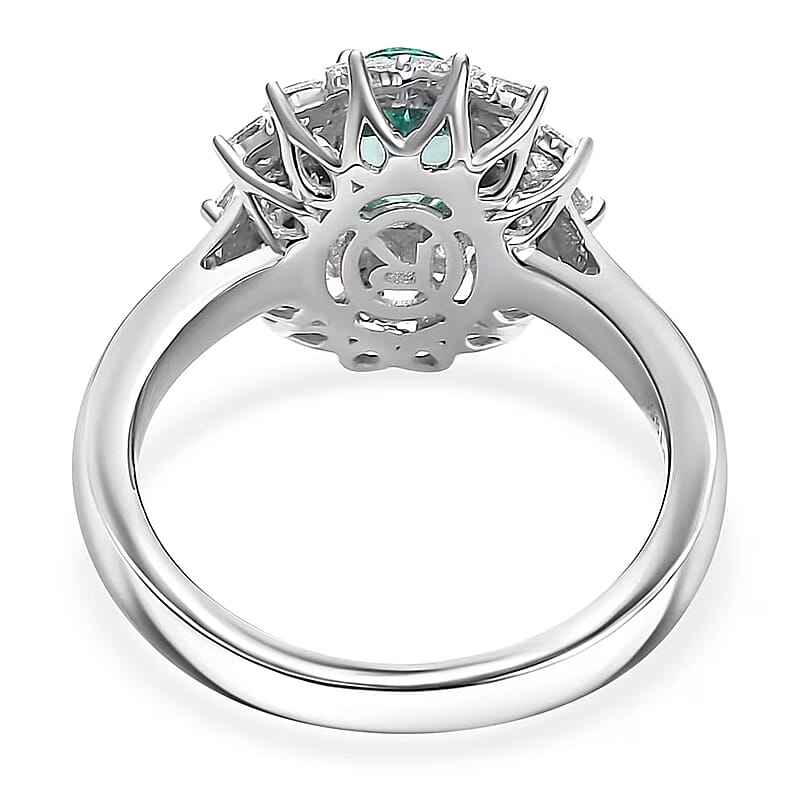 Certified and Appraised Rhapsody AAAA Paraiba Tourmaline, Diamond Ring in 950 Platinum 2.00 ctw (Size 9.0)