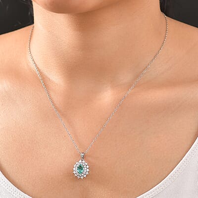 Certified & Appraised Rhapsody AAAA Paraiba Tourmaline and E-F VS2 Diamond 2.00 ctw Pendant in 950 Platinum 4.30 Grams