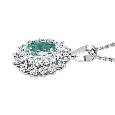 Certified & Appraised Rhapsody AAAA Paraiba Tourmaline and E-F VS2 Diamond 2.00 ctw Pendant in 950 Platinum 4.30 Grams