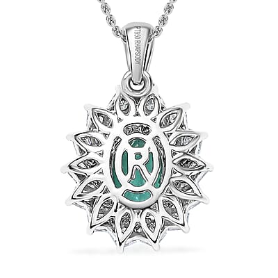 Certified & Appraised Rhapsody AAAA Paraiba Tourmaline and E-F VS2 Diamond 2.00 ctw Pendant in 950 Platinum 4.30 Grams