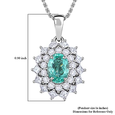 Certified & Appraised Rhapsody AAAA Paraiba Tourmaline and E-F VS2 Diamond 2.00 ctw Pendant in 950 Platinum 4.30 Grams