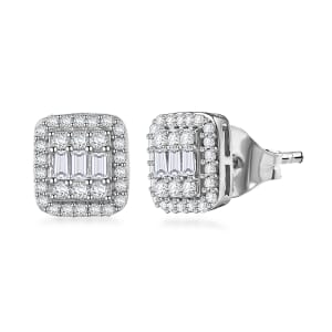D'Joy Diamond 0.50 ctw Art Deco Earrings in Rhodium Over Sterling Silver