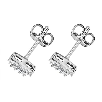 D'Joy Diamond 0.50 ctw Art Deco Earrings in Rhodium Over Sterling Silver