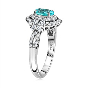 Certified Rhapsody AAAA Paraiba Tourmaline, Diamond Ring in 950 Platinum 2.00 ctw (Size 10.0) With Free Paraiba Book