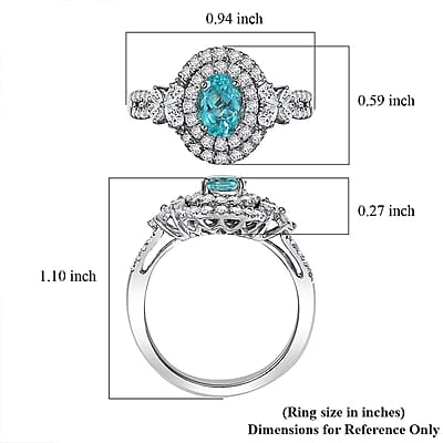 Certified and Appraised Rhapsody AAAA Paraiba Tourmaline, Diamond Ring in 950 Platinum 2.00 ctw (Size 10.0) With Free Paraiba Book