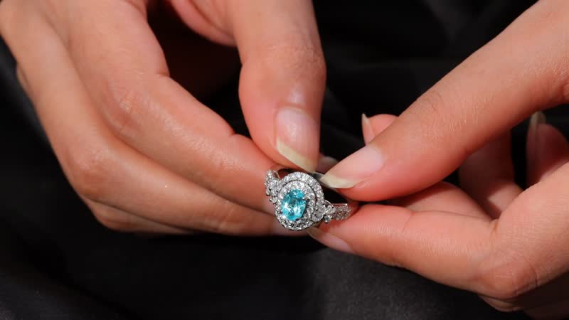 Certified & Appraised Rhapsody AAAA Paraiba Tourmaline and E-F VS2 Diamond 2.00 ctw Ring in 950 Platinum 7.80 Grams
