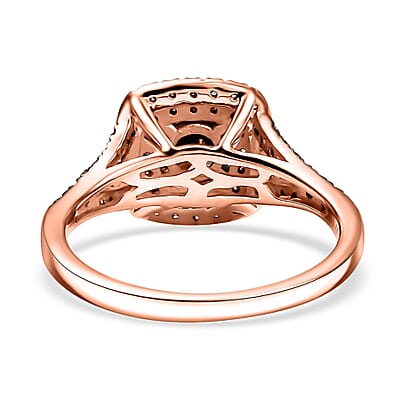 D'Joy Natural Champagne and White Diamond 1.00 ctw A Touch of Luxury Ring in 18K Vermeil Rose Gold Over Sterling Silver (Size 10.0)