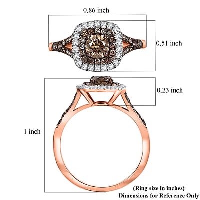 D'Joy Natural Champagne and White Diamond 1.00 ctw A Touch of Luxury Ring in 18K Vermeil Rose Gold Over Sterling Silver (Size 10.0)