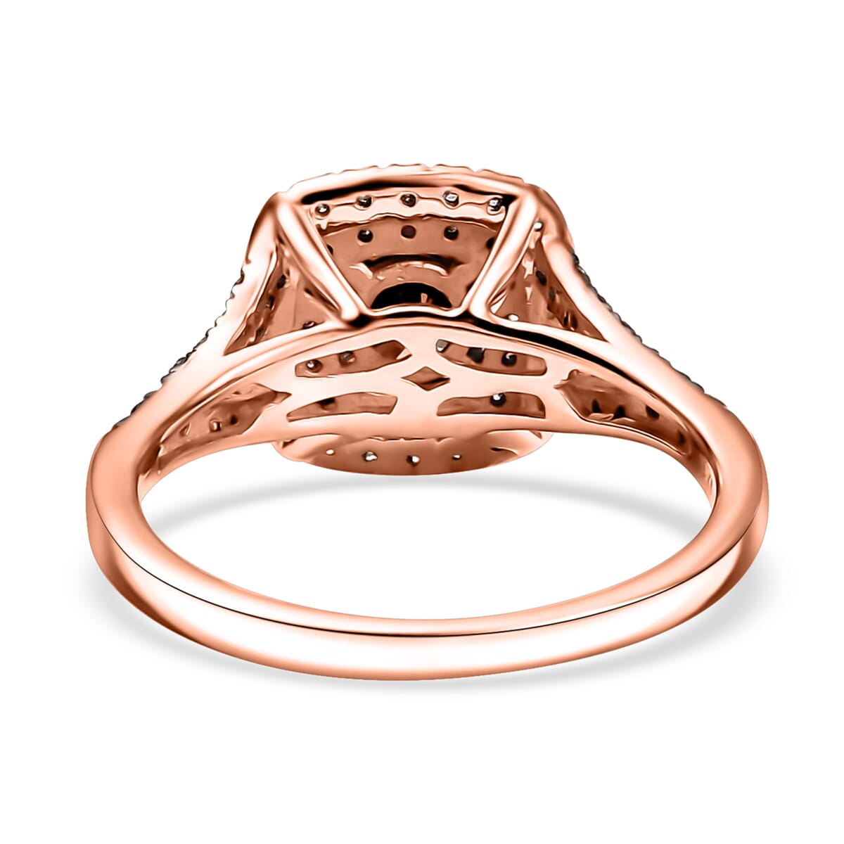 D'Joy Natural Champagne and White Diamond 1.00 ctw A Touch of Luxury Ring in 18K Vermeil Rose Gold Over Sterling Silver (Size 6.0) image number 4