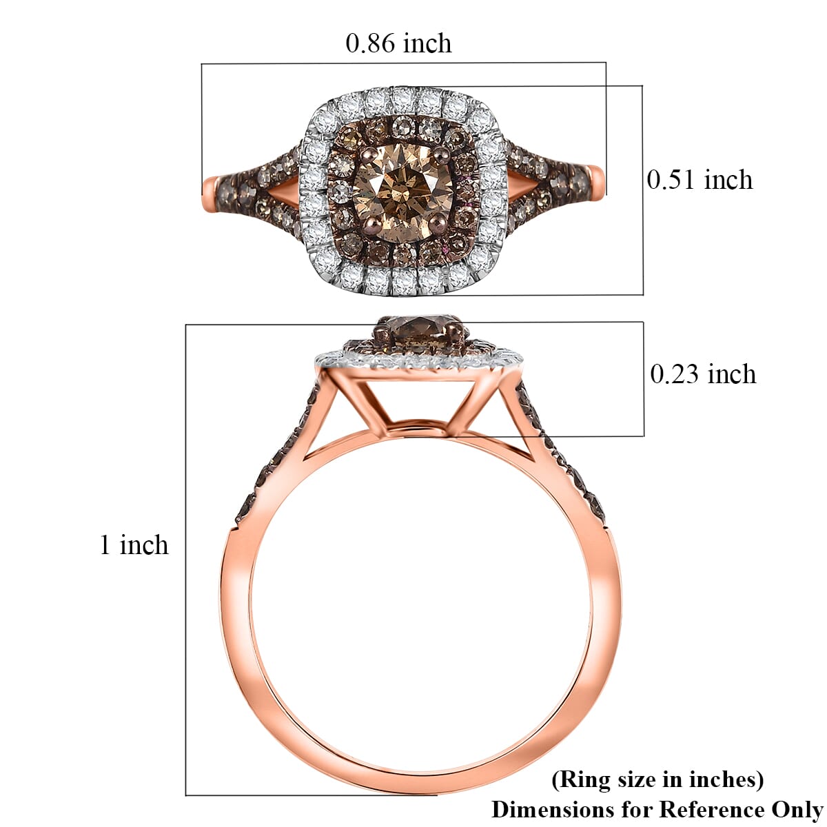 D'Joy Natural Champagne and White Diamond 1.00 ctw A Touch of Luxury Ring in 18K Vermeil Rose Gold Over Sterling Silver (Size 6.0) image number 5