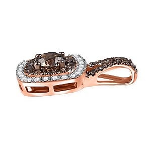 D'Joy Natural Champagne and White Diamond 0.90 ctw A Touch of Luxury Pendant without Chain in 18K Vermeil Rose Gold Over Sterling Silver