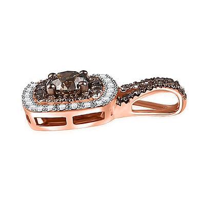 D'Joy Natural Champagne and White Diamond 0.90 ctw A Touch of Luxury Pendant without Chain in 18K Vermeil Rose Gold Over Sterling Silver