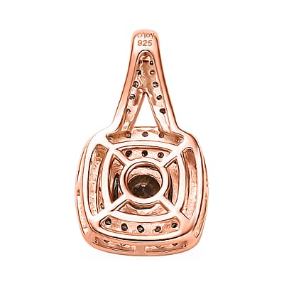 D'Joy Natural Champagne and White Diamond 0.90 ctw A Touch of Luxury Pendant without Chain in 18K Vermeil Rose Gold Over Sterling Silver
