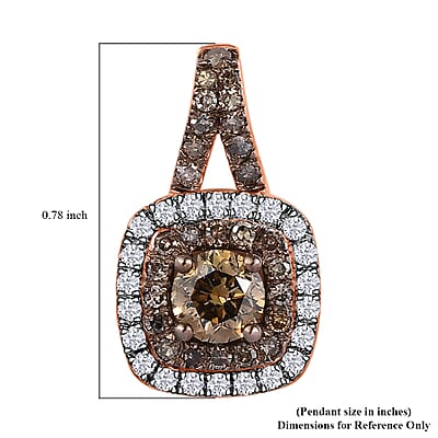 D'Joy Natural Champagne and White Diamond 0.90 ctw A Touch of Luxury Pendant without Chain in 18K Vermeil Rose Gold Over Sterling Silver