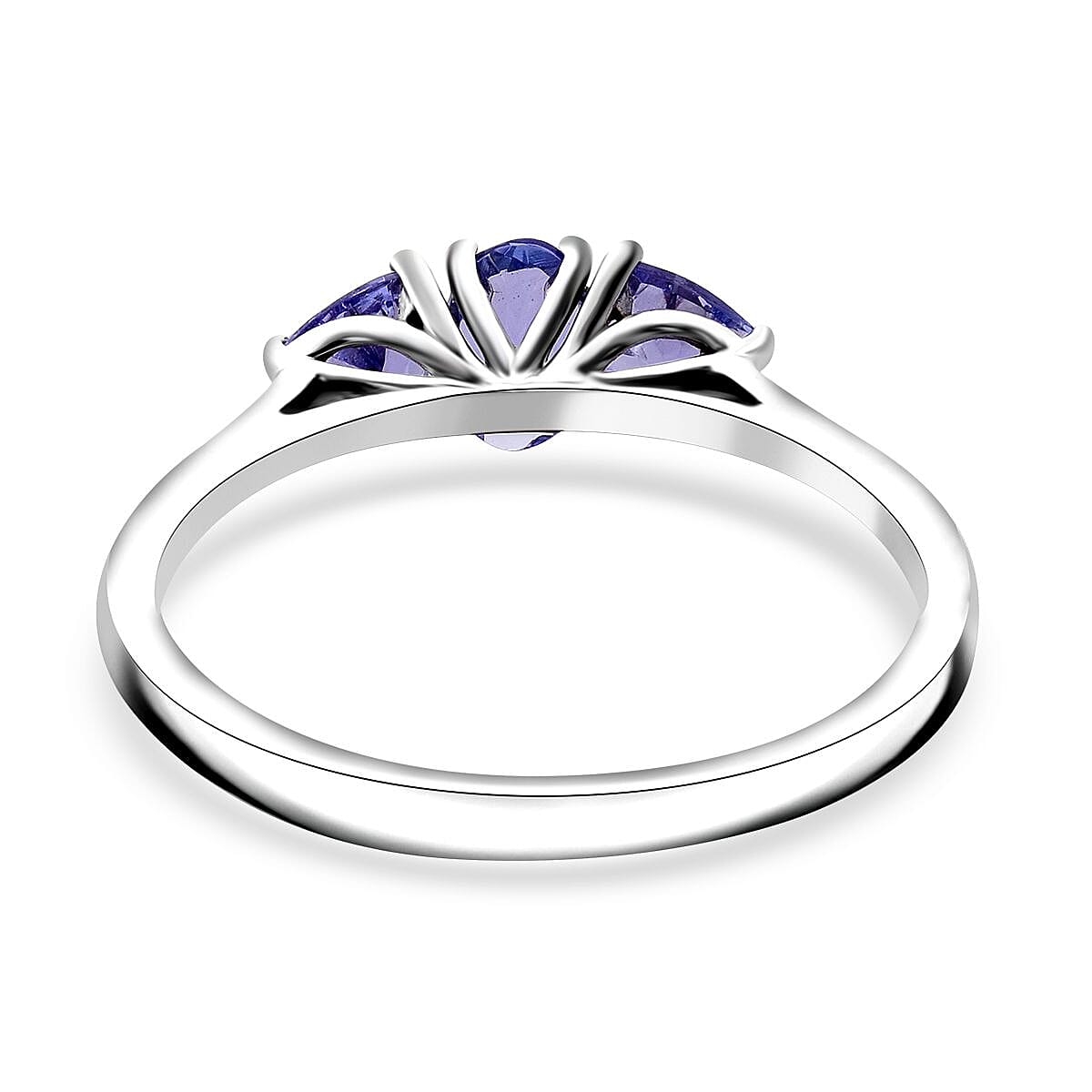 Tanzanite 0.85 ctw Trinity Ring in Rhodium Over Sterling Silver (Size 10.0)