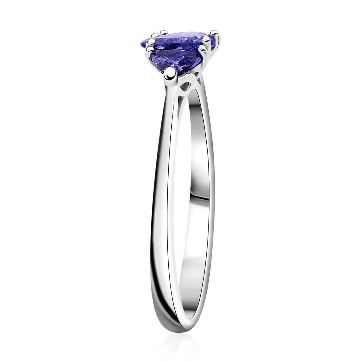 Tanzanite 0.85 ctw Trinity Ring in Rhodium Over Sterling Silver (Size 8.0) image number 3