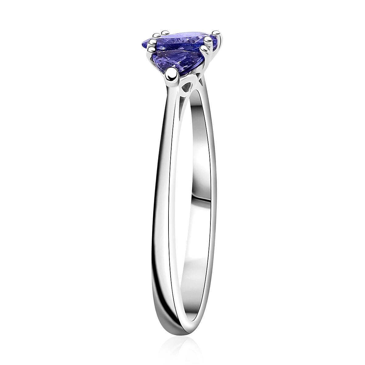 Tanzanite 0.85 ctw Trinity Ring in Rhodium Over Sterling Silver (Size 9.0) image number 3
