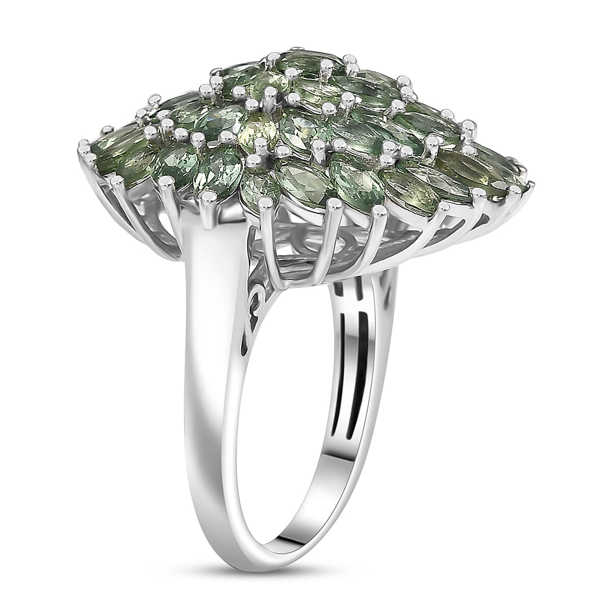 D'Joy Malagasy Pine Apatite 6.50 ctw Flower Ring in Rhodium Over Sterling Silver (Size 8.0) image number 3