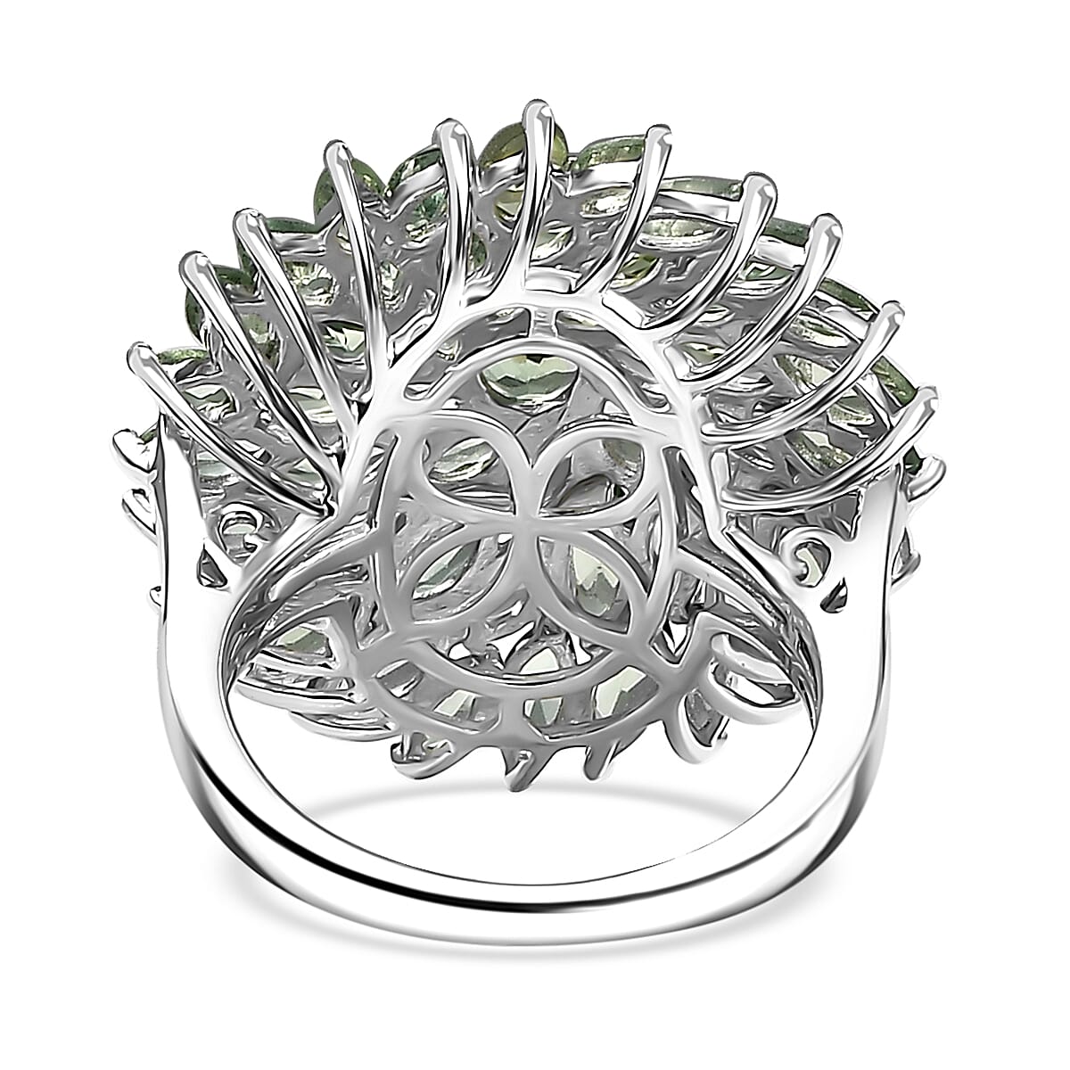 D'Joy Malagasy Pine Apatite 6.50 ctw Flower Ring in Rhodium Over Sterling Silver (Size 8.0) image number 4
