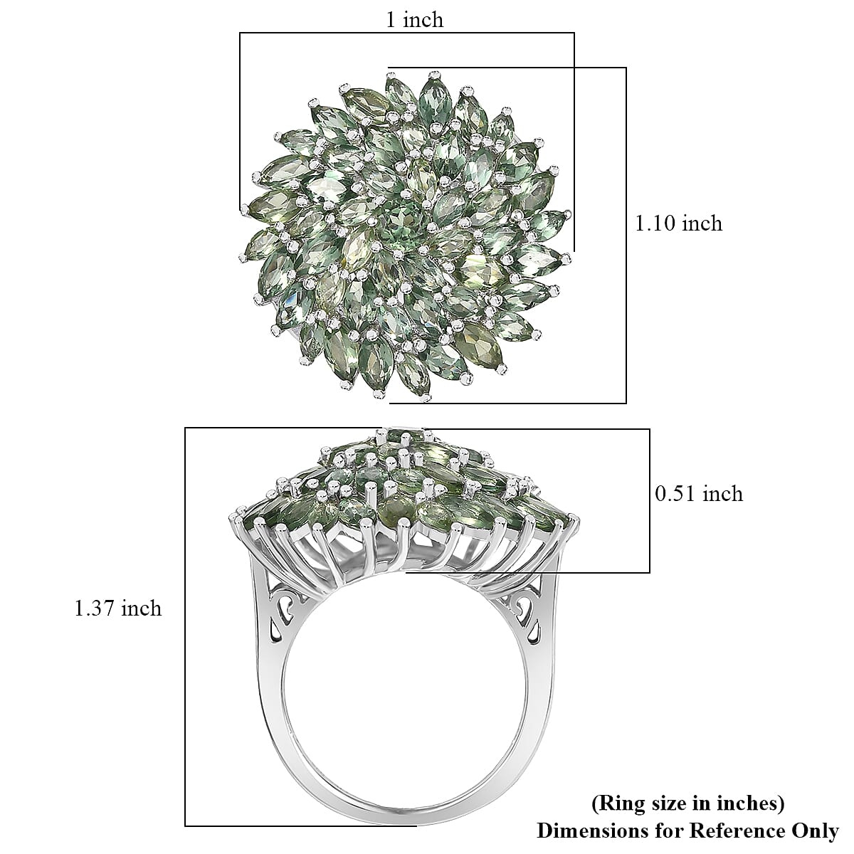D'Joy Malagasy Pine Apatite 6.50 ctw Flower Ring in Rhodium Over Sterling Silver (Size 8.0) image number 5