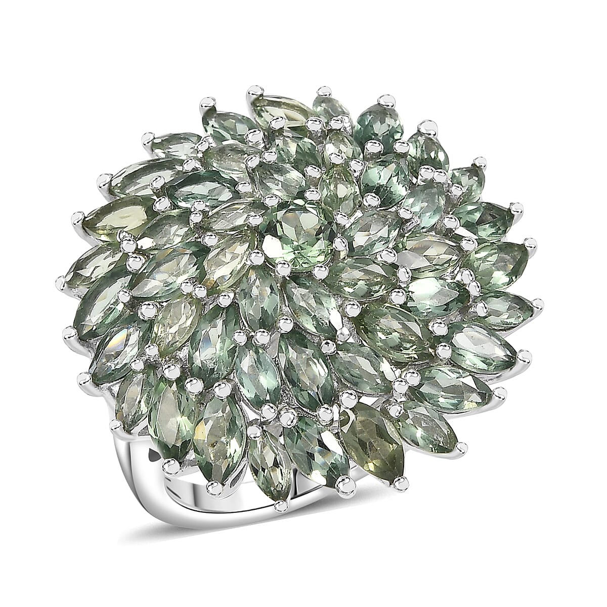 D'Joy Malagasy Pine Apatite 6.50 ctw Flower Ring in Rhodium Over Sterling Silver (Size 9.0) image number 0